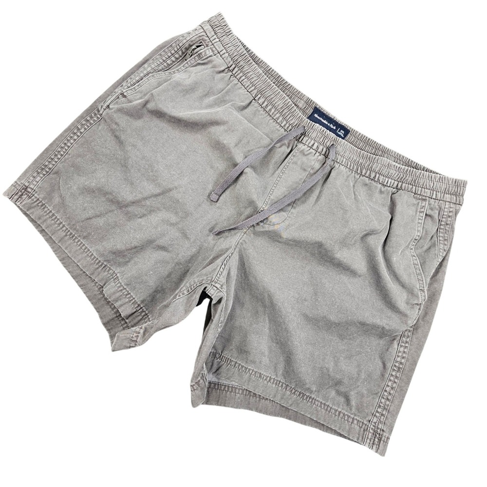 Abercrombie & Fitch Men XXL Shorts Charcoal Gray Elastic Waist Zipper Pocket